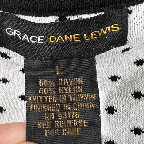 Grace Dane Lewis Polka Dot Tank Top Black White Sleeveless Blouse L - Picture 3 of 6